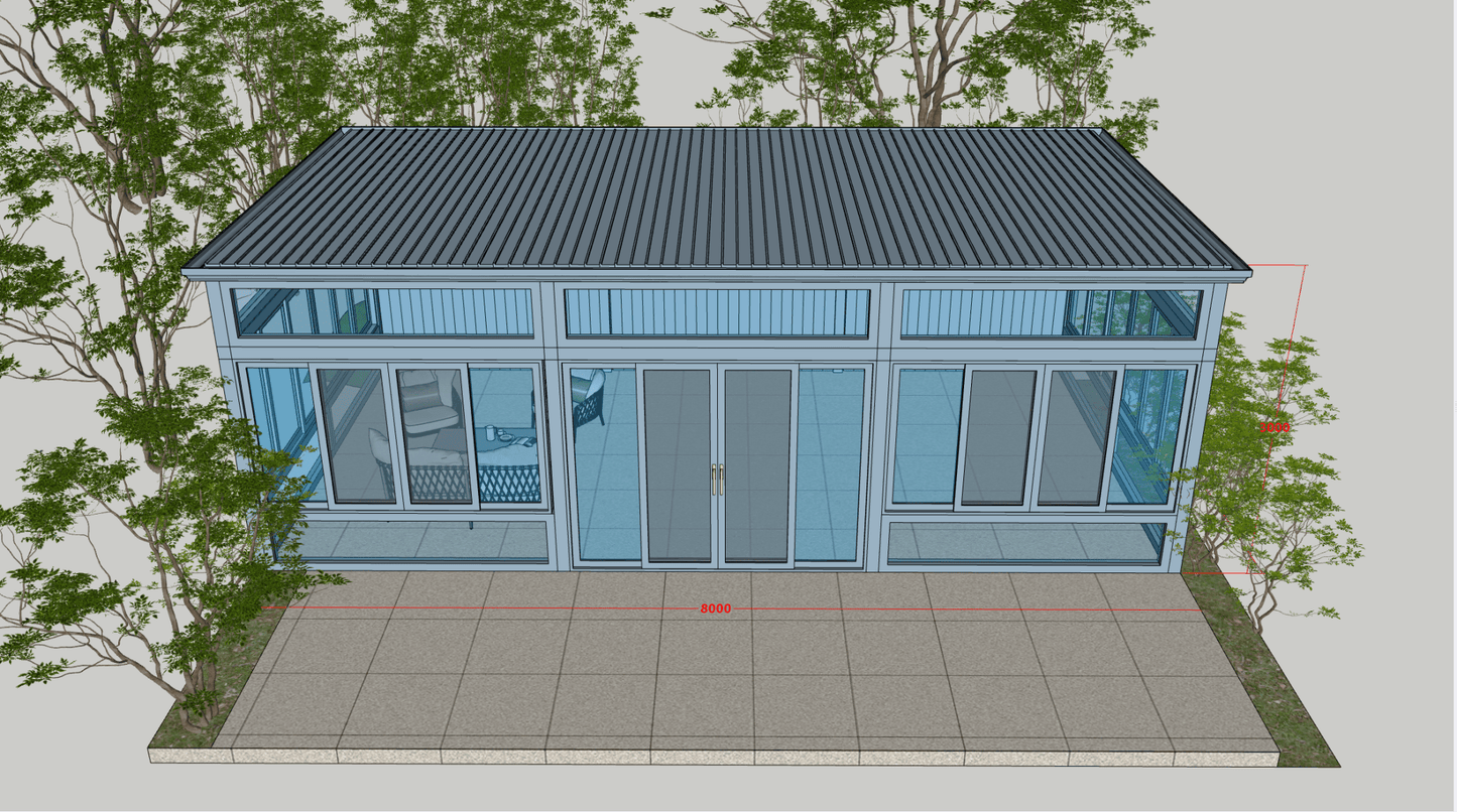 搭配推拉门的新中式铝合金阳光房 - Aluminum Sunroom | XGLY Aluminium | Foshan Manufacturer