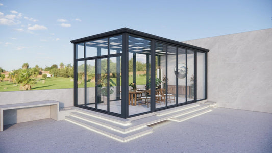 搭配推拉门的新中式铝合金阳光房 - Aluminum Sunroom | XGLY Aluminium | Foshan Manufacturer