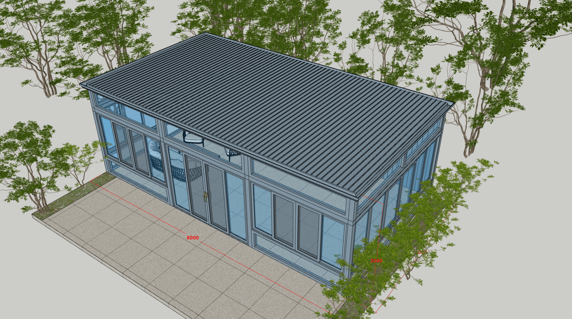 搭配推拉门的新中式铝合金阳光房 - Aluminum Sunroom | XGLY Aluminium | Foshan Manufacturer